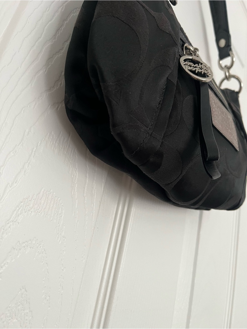 Coach Poppy Black Signature Jacquard Shoulder Bag Silver Hardware Y2K - Picture 3 of 14